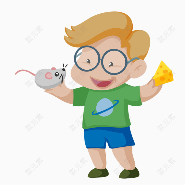 喂养仓鼠的小男孩