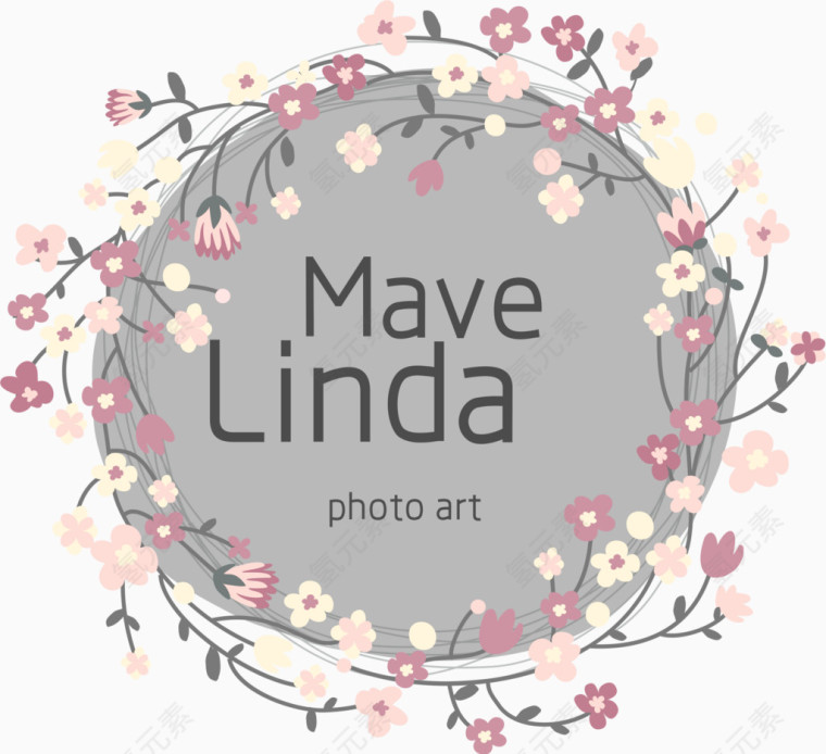 小清新素雅婚礼LOGO花草