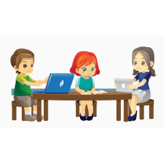 卡通手绘交谈男女孩