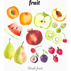 水彩画集合水果
