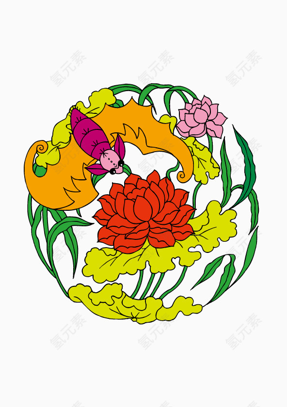 卡通中国吉祥刺青图案元素