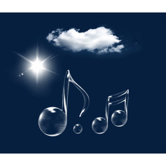 云朵光芒音乐符漂浮元素