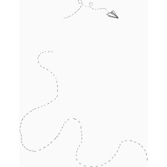 带有引导线的手绘卡通纸飞机