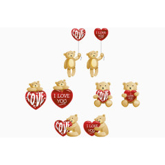 卡通小熊表白LOVE气球