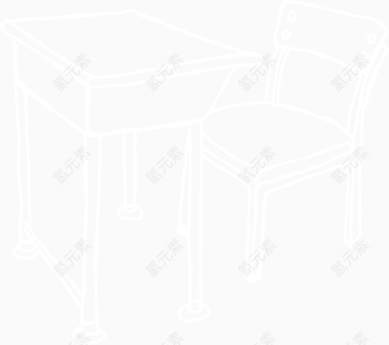 卡通手绘简笔画桌椅 