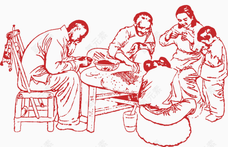 过小年全家包饺子