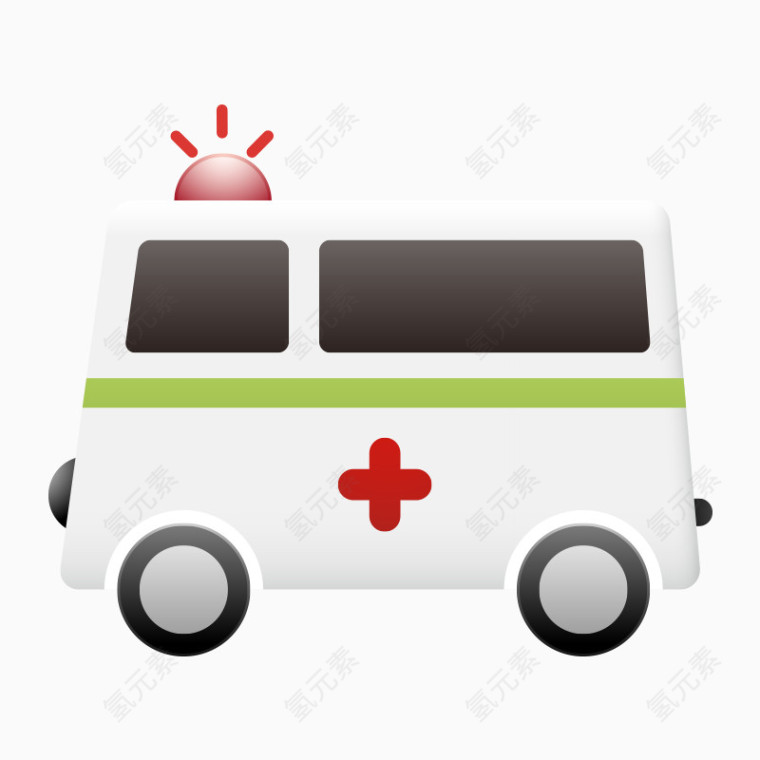 手绘插画救护车