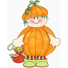 手绘南瓜小朋友