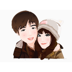 卡通手绘人物形象情侣