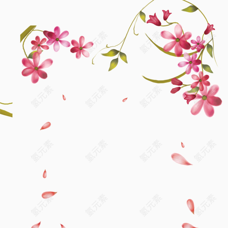 桃花叶飘落漂浮元素