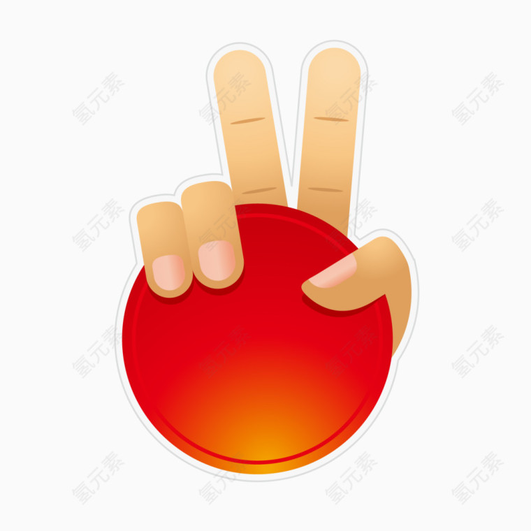 胜利手势促销标签