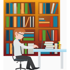 办公场景扁平画卡通手绘装饰元素图标元素