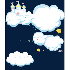 天空之城城堡云朵卡通手绘