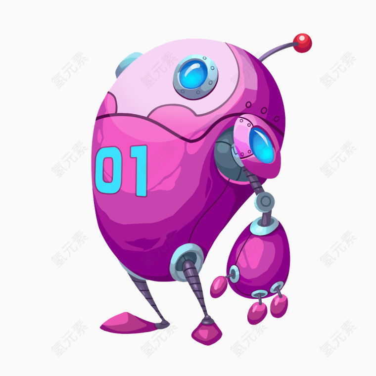 卡通紫色机器人