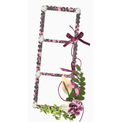 丝带鲜花缠绕的矩形边框