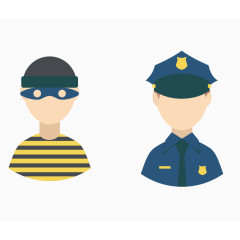 警察与小偷矢量素材