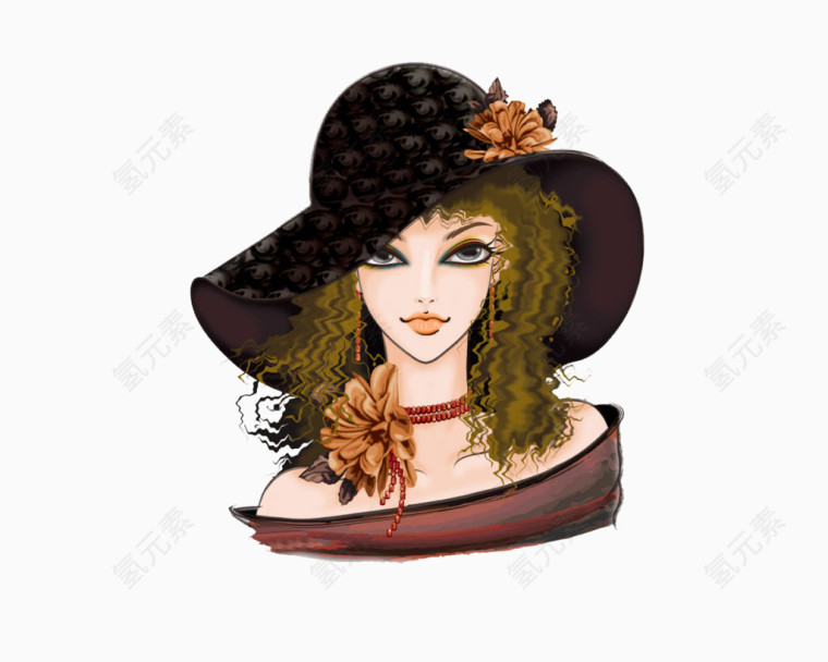 欧美人物素描装饰图片