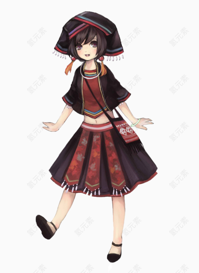 壮族卡通少女元素