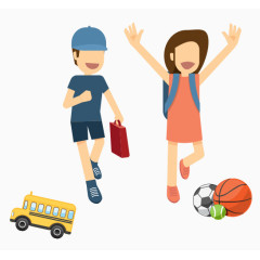 小学生汽车球类水彩卡通手绘装饰元素