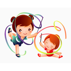 儿童手绘女孩跳舞