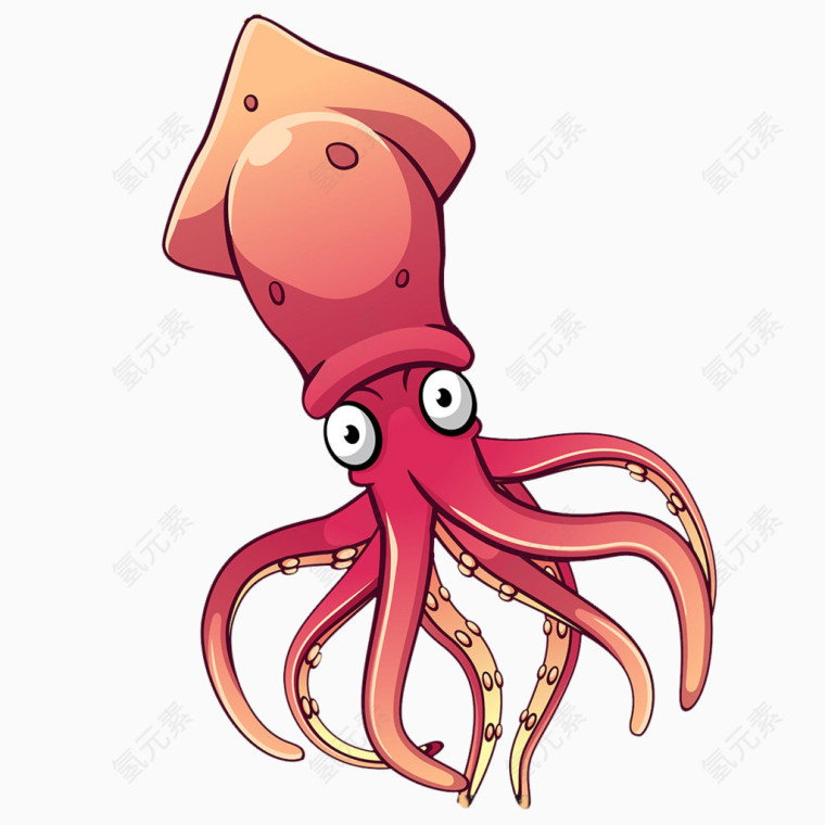 卡通手绘粉色章鱼