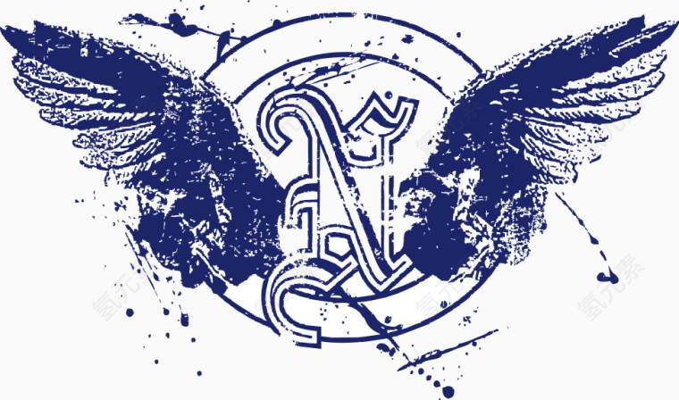 矢量欧美翅膀印花