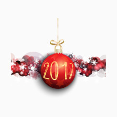 圣诞元旦雪花红色圆球矢量图