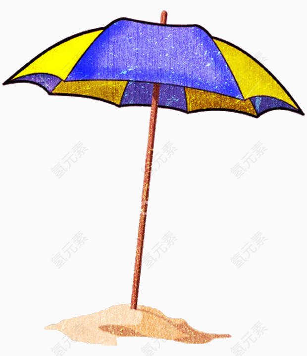 卡通紫色黄色相间雨伞