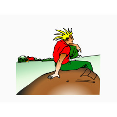 在海边思考的人