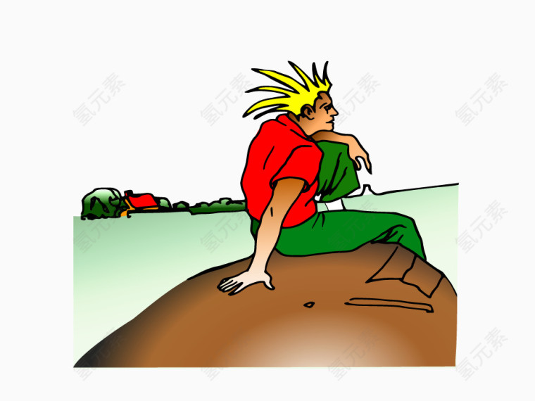 在海边思考的人