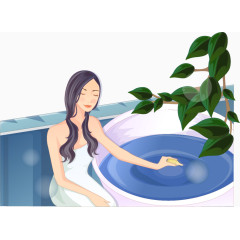 矢量手绘洗澡