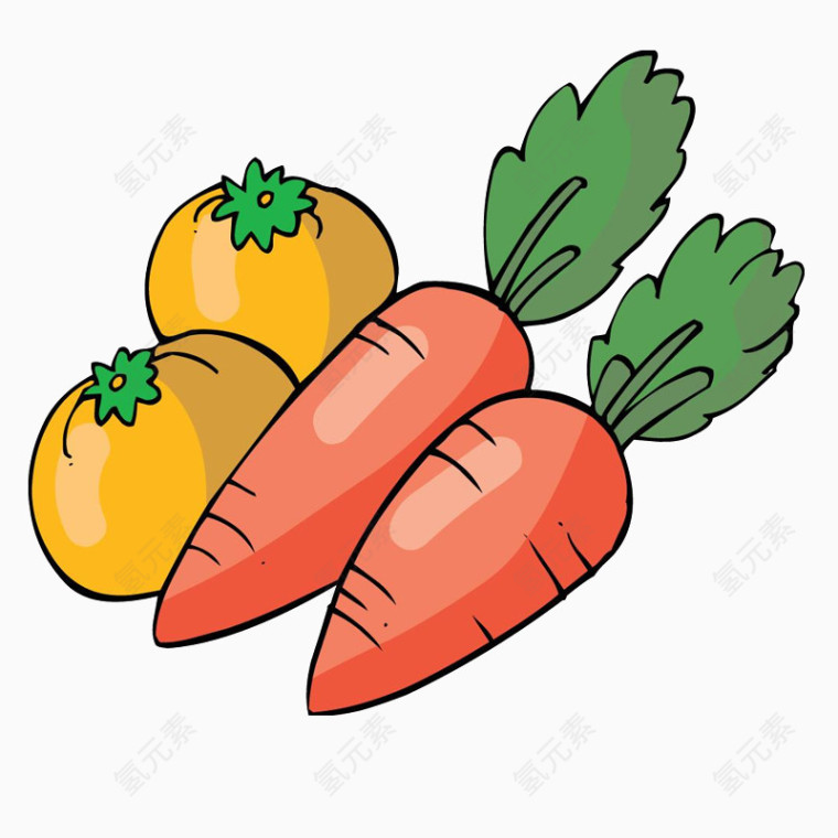 卡通胡萝卜和柿子下载