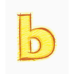 橙色手绘字母b