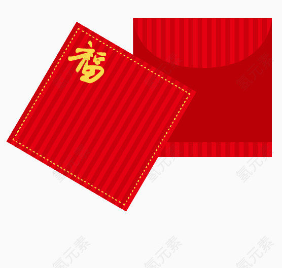 矢量红色红包福字