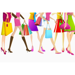 卡通购物的女人