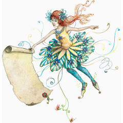 卡通人物手拿卷轴