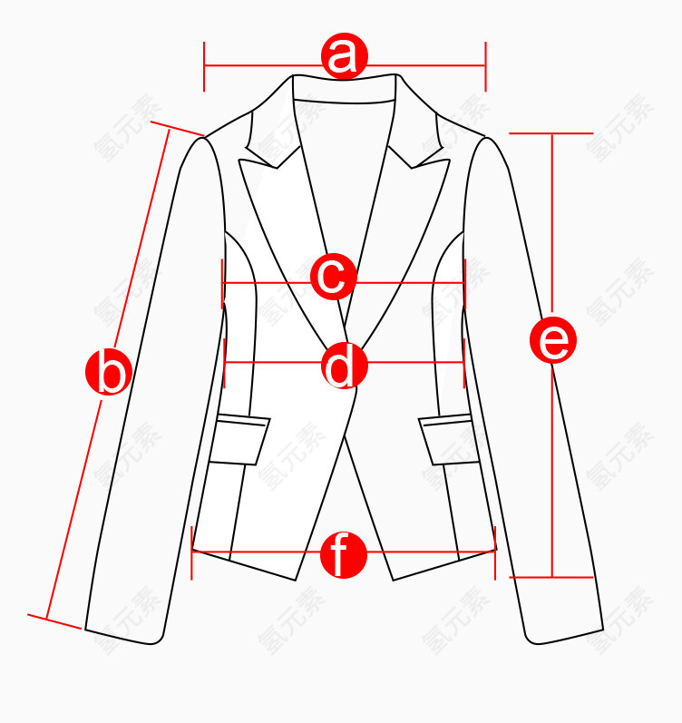 外套服装线稿衣服测量简笔画线条