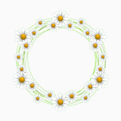 清新白花圆形边框