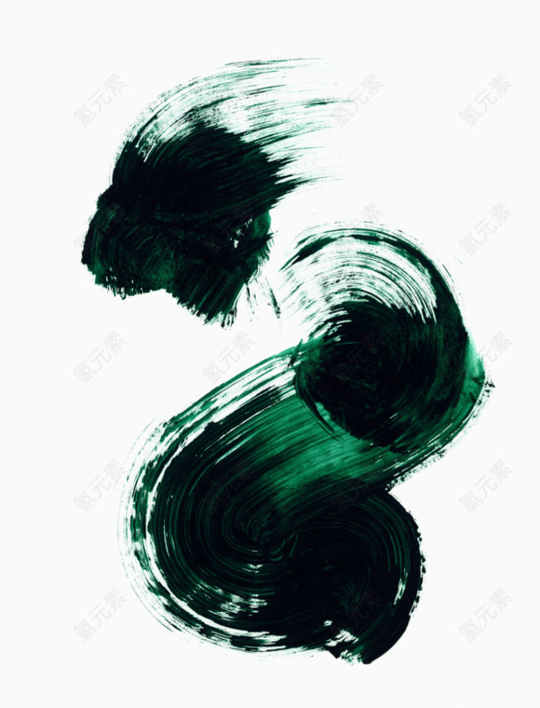 绿色不规则水墨笔刷