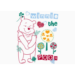 小熊维尼和美丽的花卡通矢量