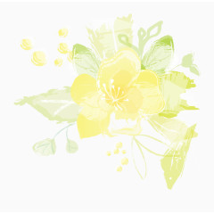 手绘黄色淡雅花卉