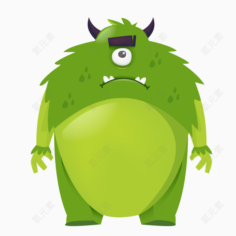 绿色独眼长毛怪物