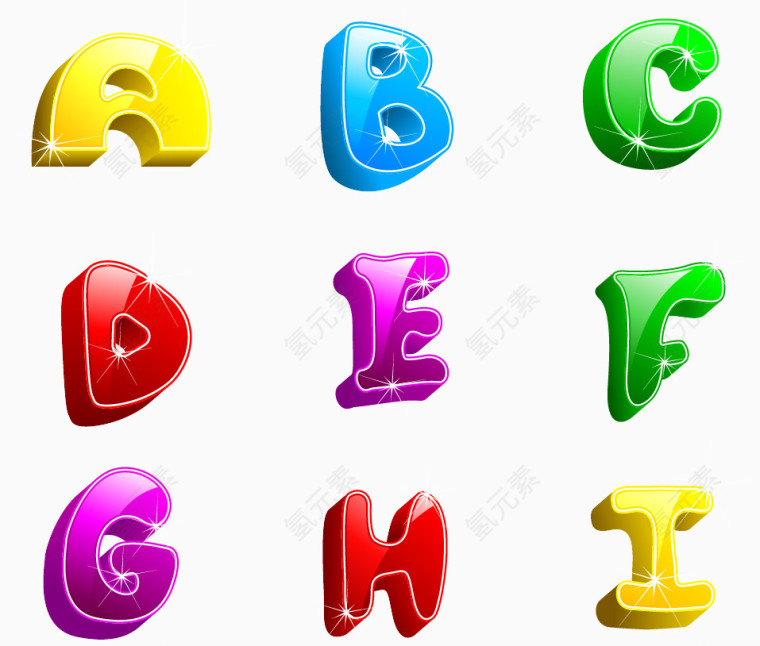 立体字母a-i