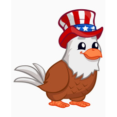 卡通手绘可爱美国帽子小鸟