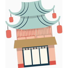 古建筑卡通手绘装饰元素