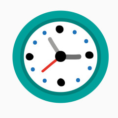 卡通手绘绿色框框圆形钟表