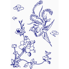 青花瓷凤凰花卉