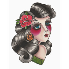 版画效果古典美女