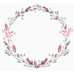 圆形花环手绘花