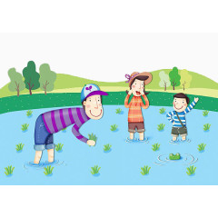 欢乐干农活的一家人